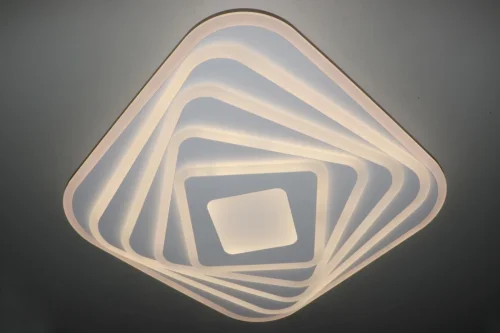 Люстра потолочная с пультом LED LAMPS 81068 Natali Kovaltseva белая на 1 лампа, основание белое в стиле хай-тек с пультом квадраты фото 7